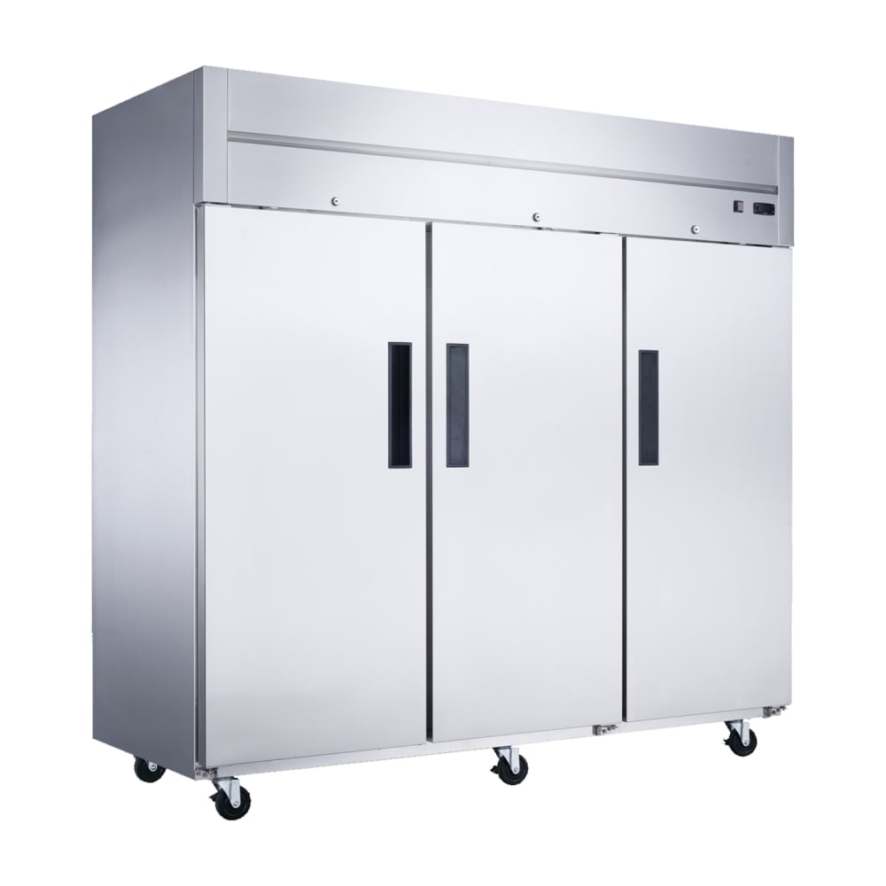 Dukers D83AF 82 5/8" Three Section Reach In Freezer, (3) Left/Right Hinge Solid Doors, 115v