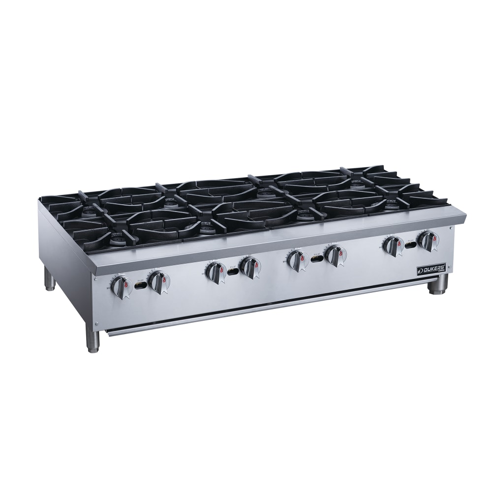 Dukers DCHPB48 48" Gas Hotplate w/ (8) Burners & Manual Controls, Convertible