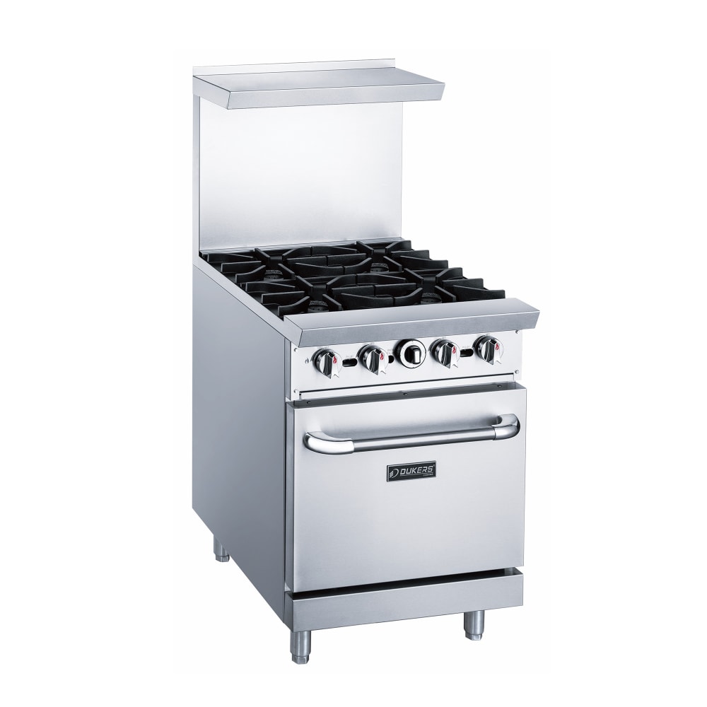 Dukers DCR24-4B 24" 4 Burner Gas Range - Standard Oven, Convertible