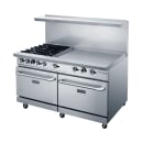 Dukers DCR60-4B36GM 60" 4 Burner Gas Range w/ Griddle - (2) Standard Ovens, Convertible thumbnail 2