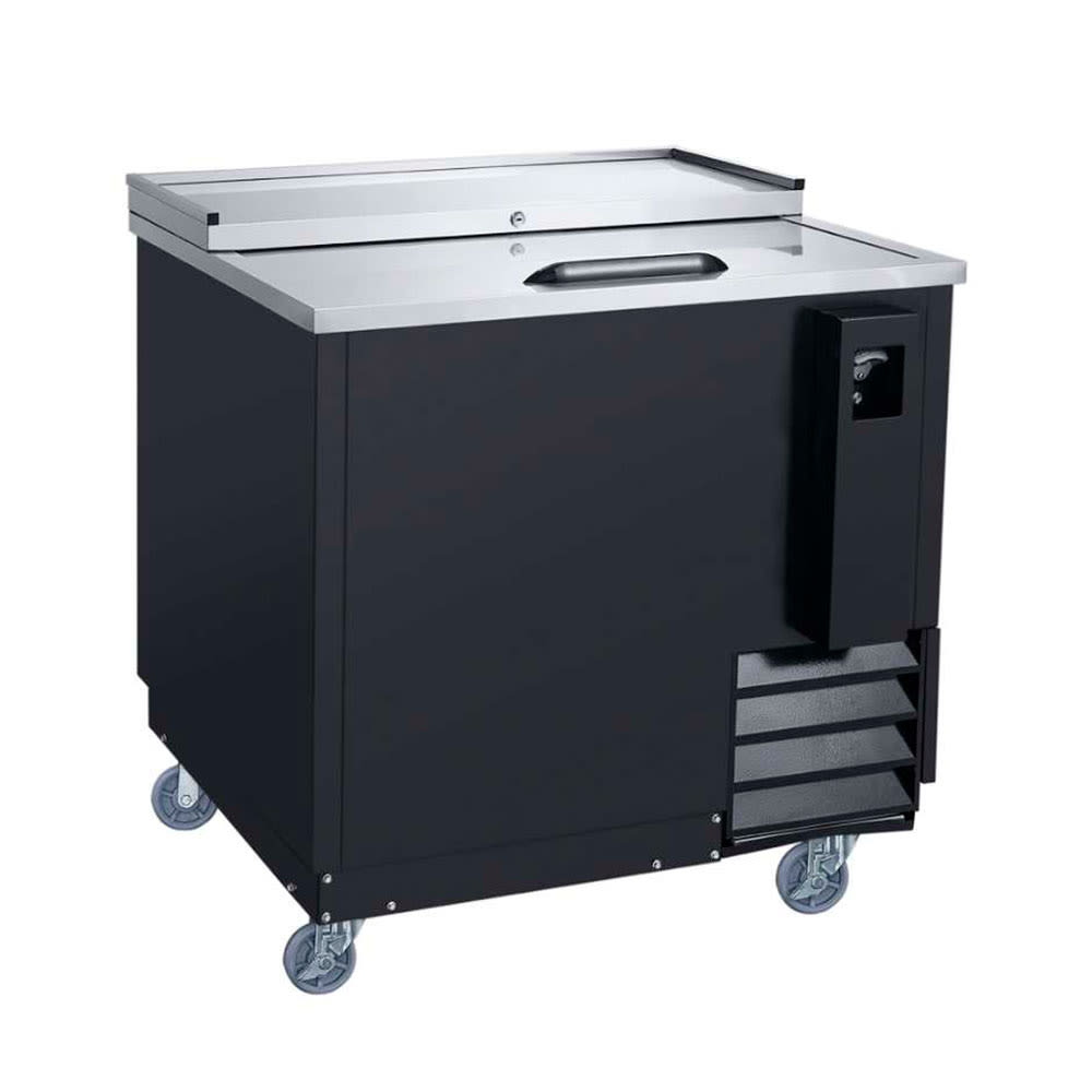 Dukers DHBC36 36 3/4" Forced Air Bottle Cooler - Holds (628) 12 oz Bottles, Lid Locks, Black, 115v