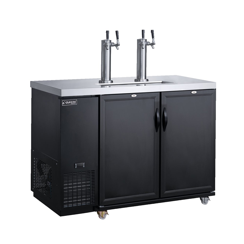 Dukers DKB48-M2 49 7/8" Kegerator Beer Dispenser w/ (7) 1/6 Keg Capacity - (2) Columns, Black, 115v