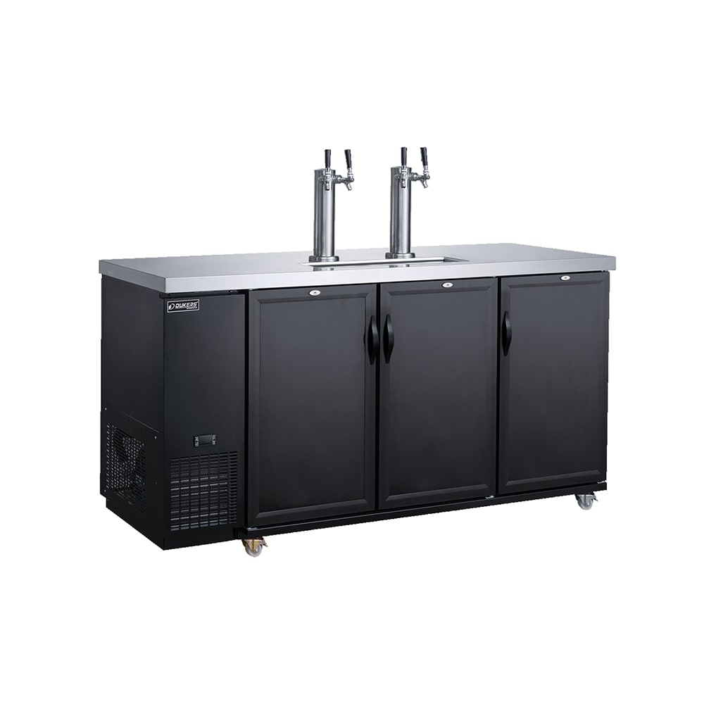 Dukers DKB72-M3 70 3/8" Kegerator Beer Dispenser w/ (12) 1/6 Keg Capacity - (2) Columns, Black, 115v