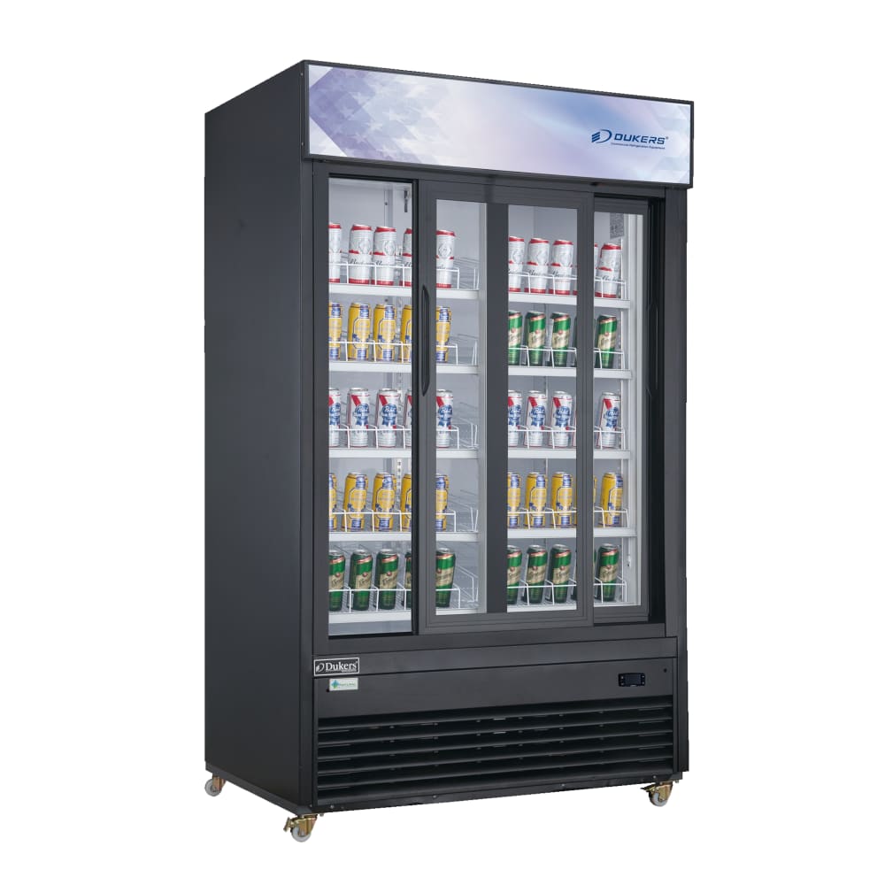 Dukers DSM-40SR 47 1/4" Two Section Glass Door Merchandiser - (2) Sliding Doors, Black, 115v