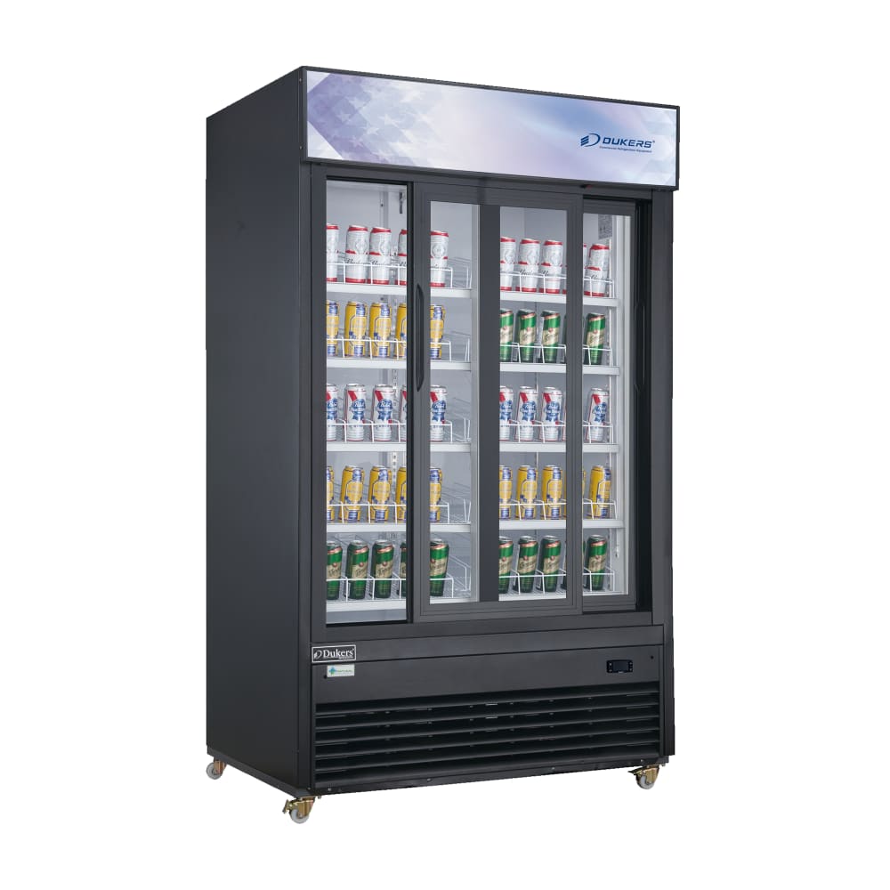 Dukers DSM-47SR 54 1/8" Two Section Glass Door Merchandiser - (2) Sliding Doors, Black, 115v