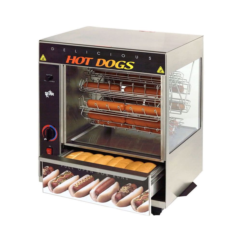 Star 175CBA Hot Dog Broiler w/ 36 Franks & 32 Buns Capacity, 120v