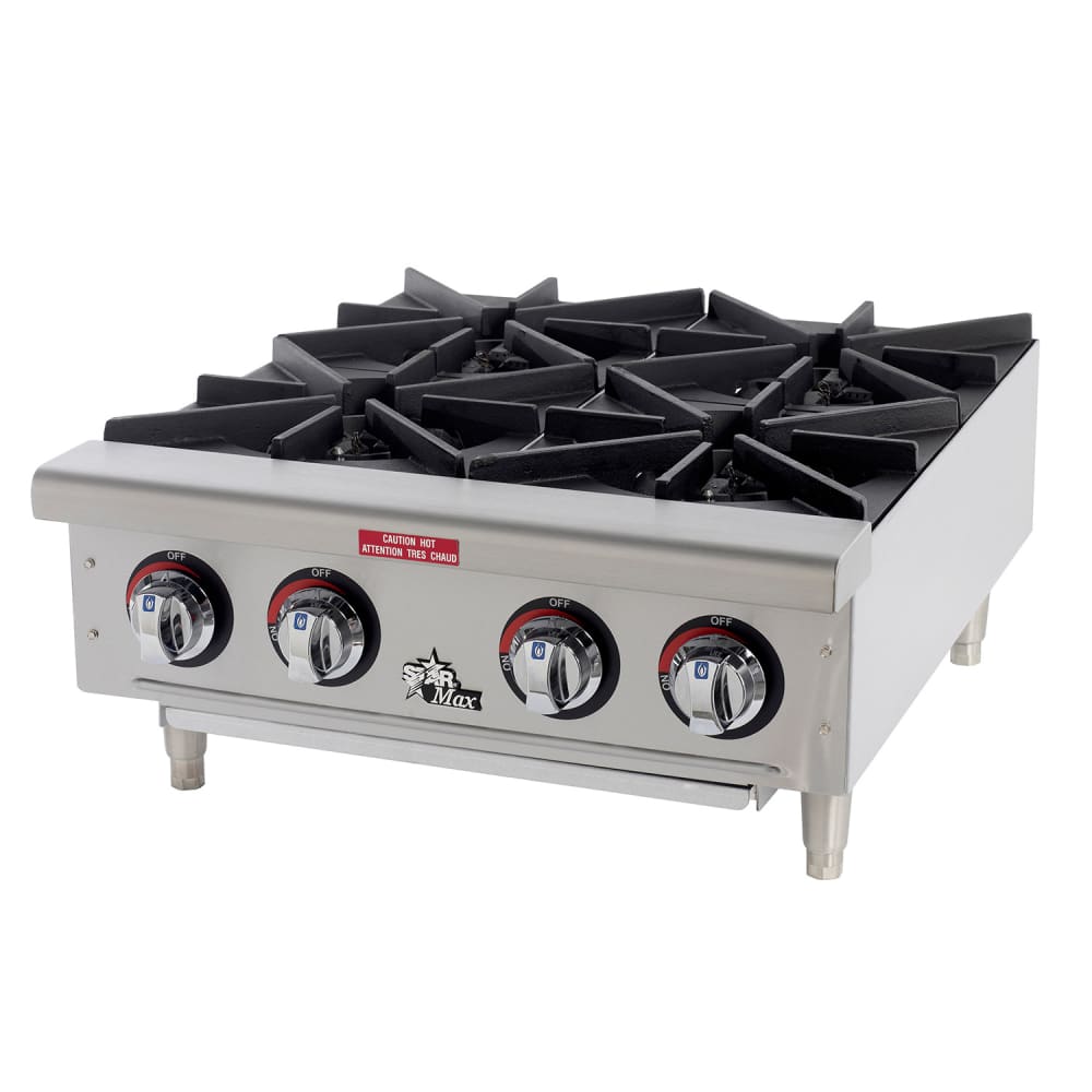 Star 604HF 24" Gas Hotplate w/ (4) Burners & Manual Controls, Convertible
