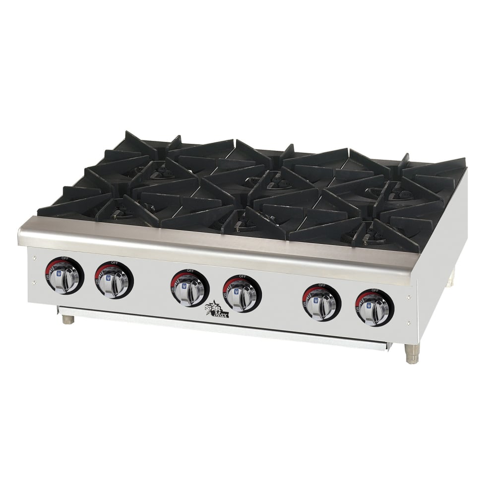 Star 606HF 36" Gas Hotplate w/ (6) Burners & Manual Controls, Convertible