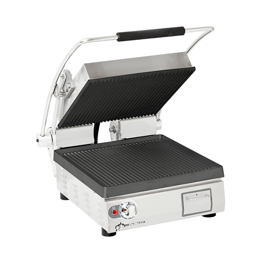 Star PGT14I Single Commercial Panini Press w/ Cast Iron Grooved Plates, 240v/1ph