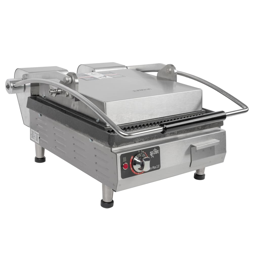 Star PGT14I Single Commercial Panini Press w/ Cast Iron Grooved Plates, 120v