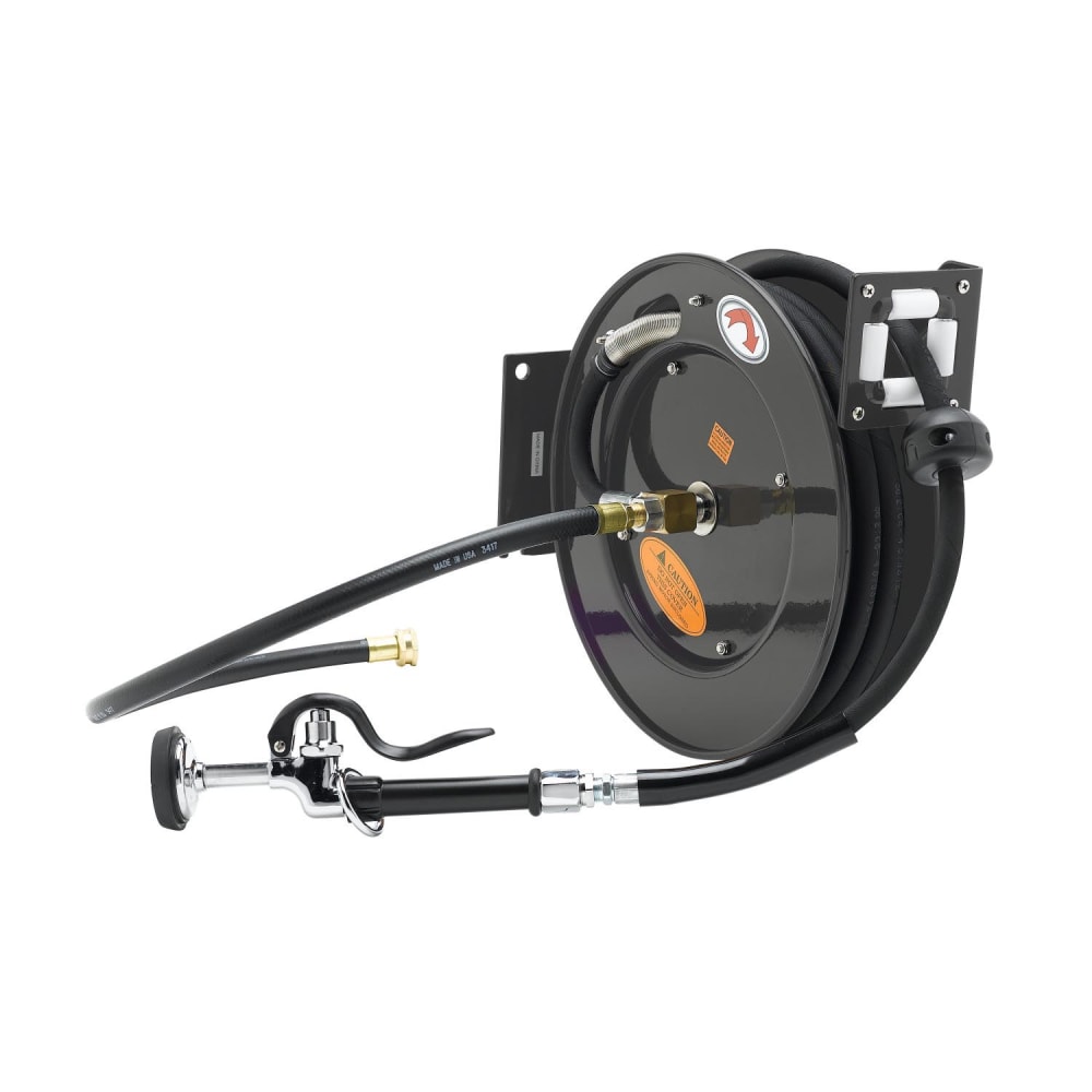 T&S 5HR-232-01-GH Open Hose Reel w/ 35 ft Hose - Steel, Black