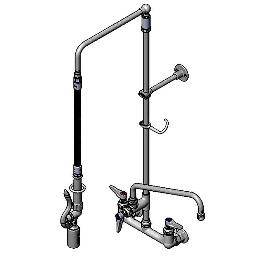 T&S B-0131-ADF12-BC 33 5/8"H Wall Mount Pre Rinse Faucet - 13/20 GPM, Base with Nozzle