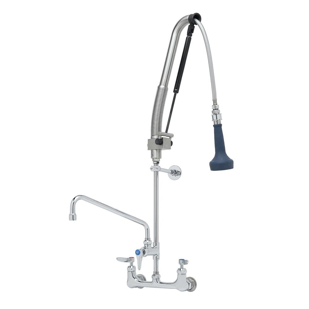 T&S B-0133-12-CRB8P 38 7/16"H Wall Mount Pre Rinse Faucet - 1 7/100 GPM, Base with Nozzle