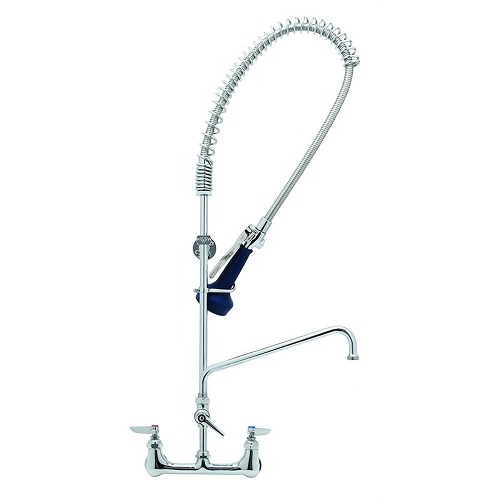 T&S B-0133-A10-B08C 37 9/16"H Wall Mount Pre Rinse Faucet - 13/20 GPM, Base with Nozzle