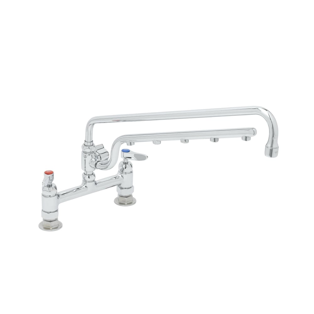 T&S B-0220-U18-CR Deck Mount Faucet - 18" Swing Spout, 16" Spray Arm