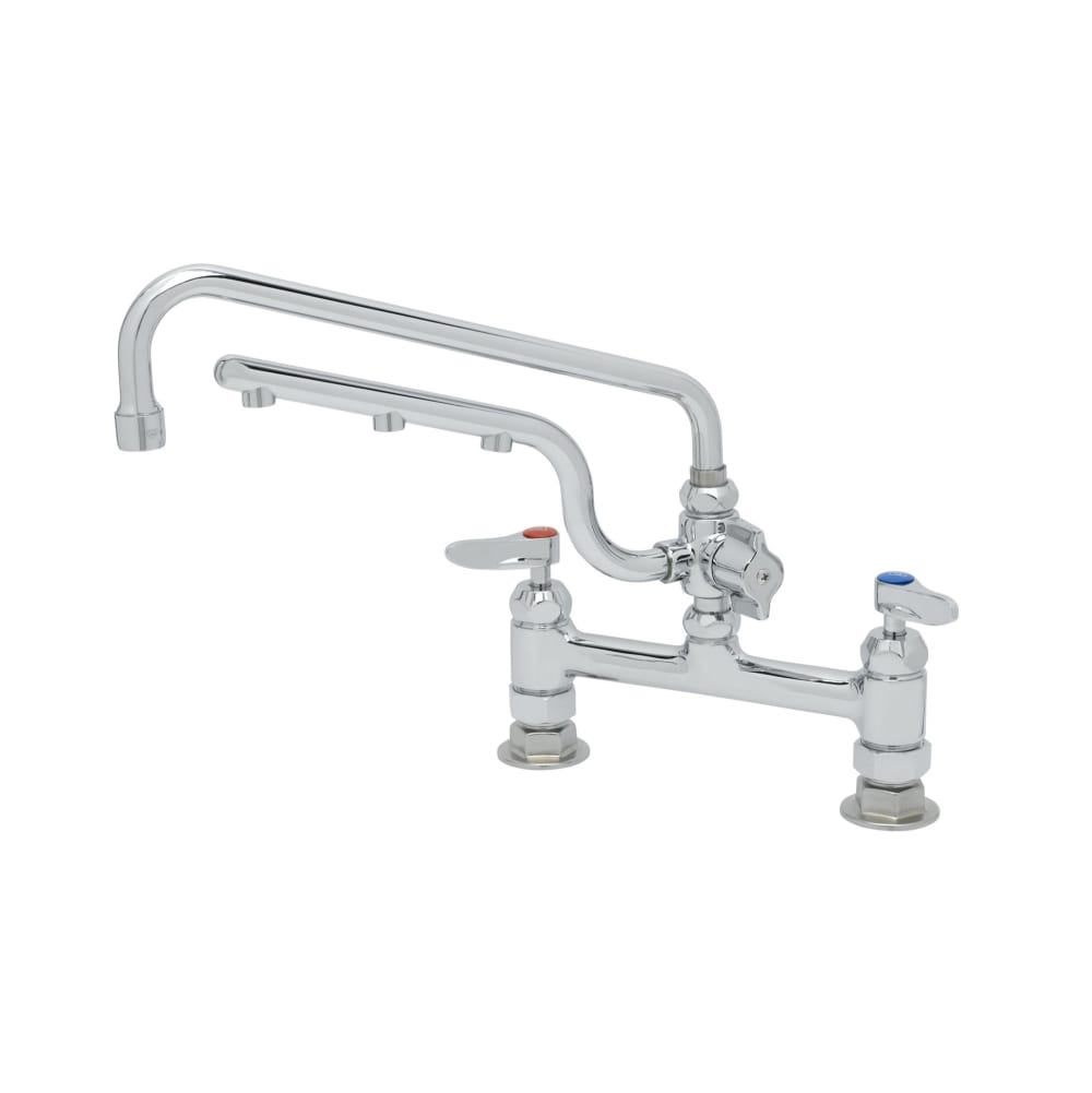 T&S B-0221-U12-CR Deck Mount Faucet - 12" Swing Spout, 10" Spray Arm