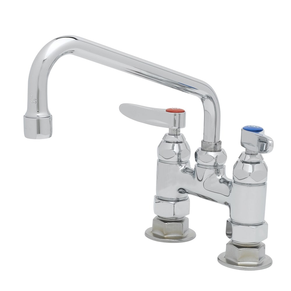 T&S B-0227 Deck Mount Faucet - 8" Swing Spout, 4" Centers