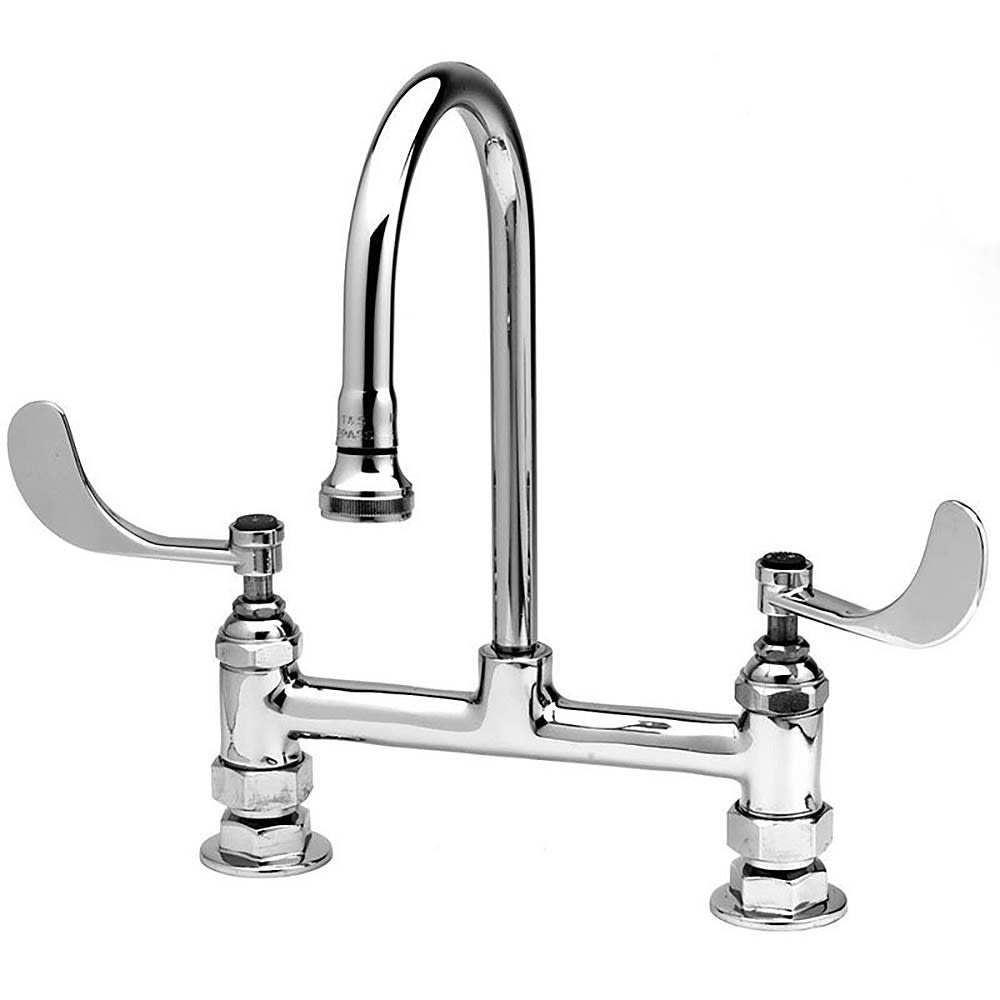 T&S B-0322-04 Mixing Faucet, Rigid Gooseneck w/ Rosespray Outlet, 4"Handles