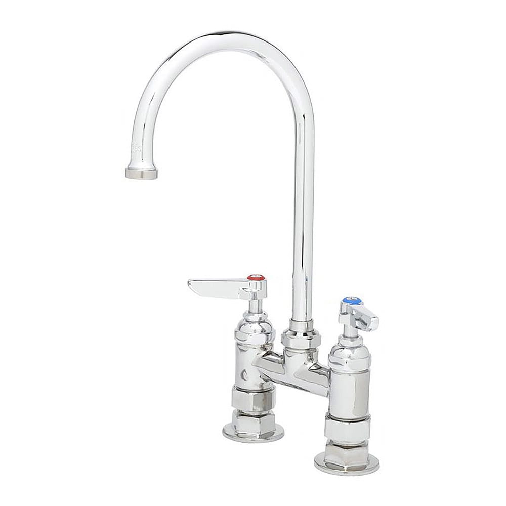 T&S B0325 Deck Mount Faucet - 6" Swivel Gooseneck Spout, 4" Centers