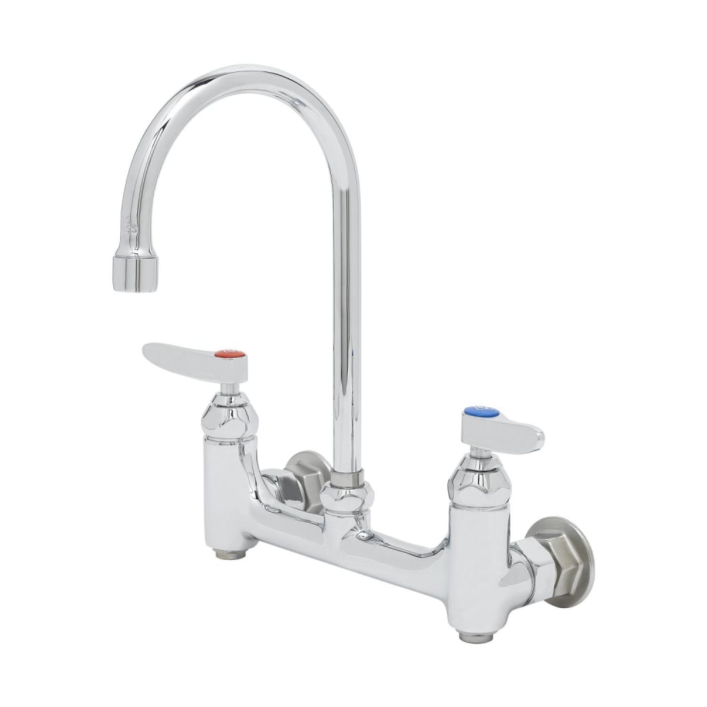 T&S B-0331-BST Splash Mount Faucet - 5 3/4" Swivel Gooseneck Spout, 8" Centers