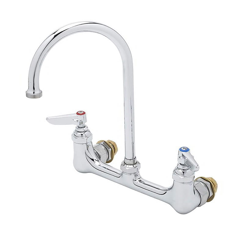 T&S B-0331-CC Splash Mount Faucet - 5 3/4" Swivel Gooseneck Spout, 8" Centers
