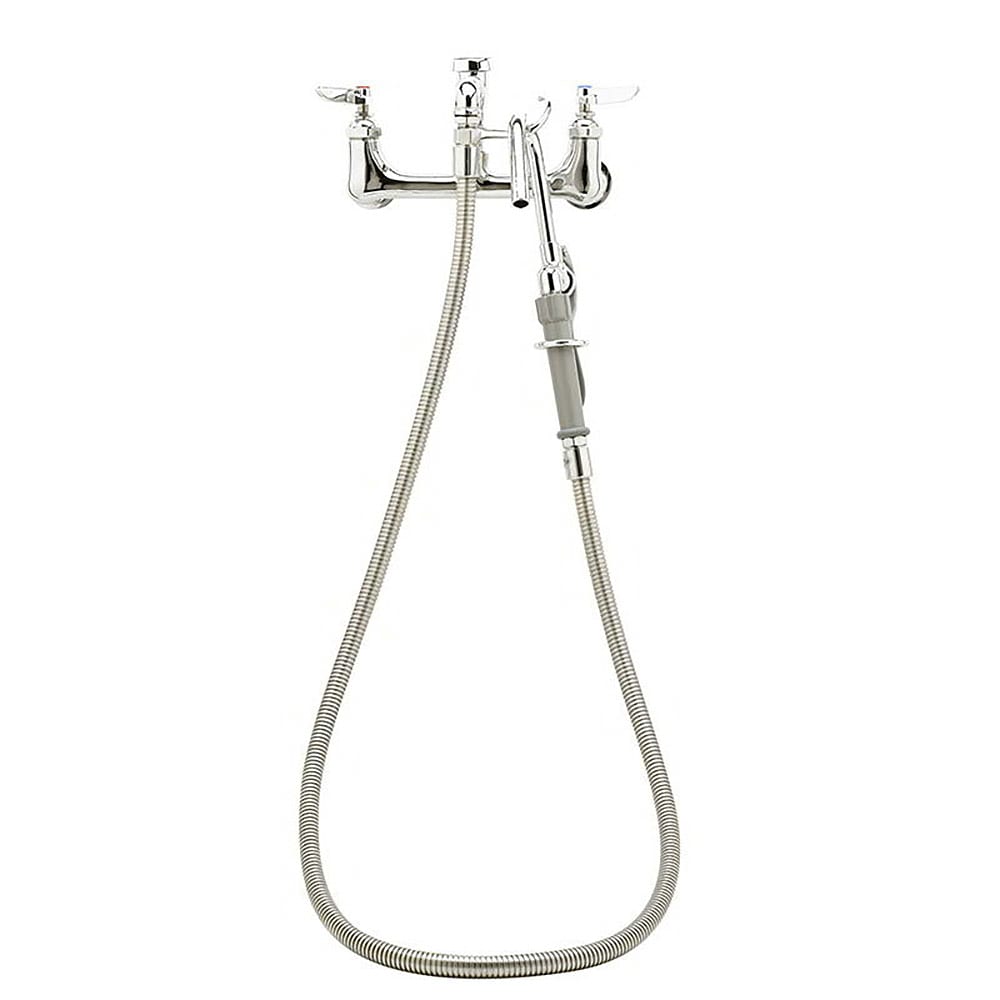 T&S B-0610 Splash Mount Pot Filler Faucet w/ 68" Hose & Hook Nozzle