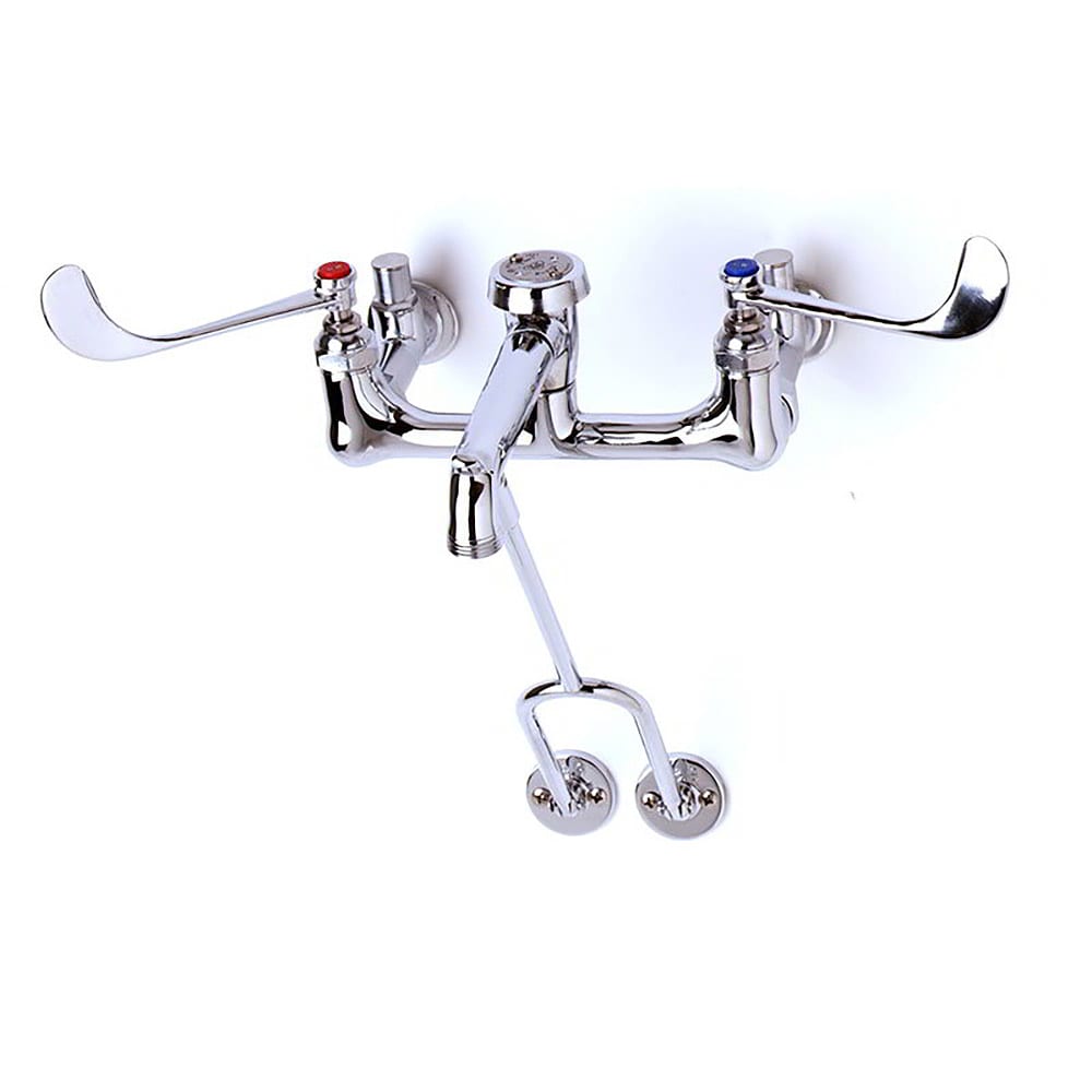 T&S B-0657 Service Sink Faucet, Pail Hook, Wrist Action Handles, Polished Chrome