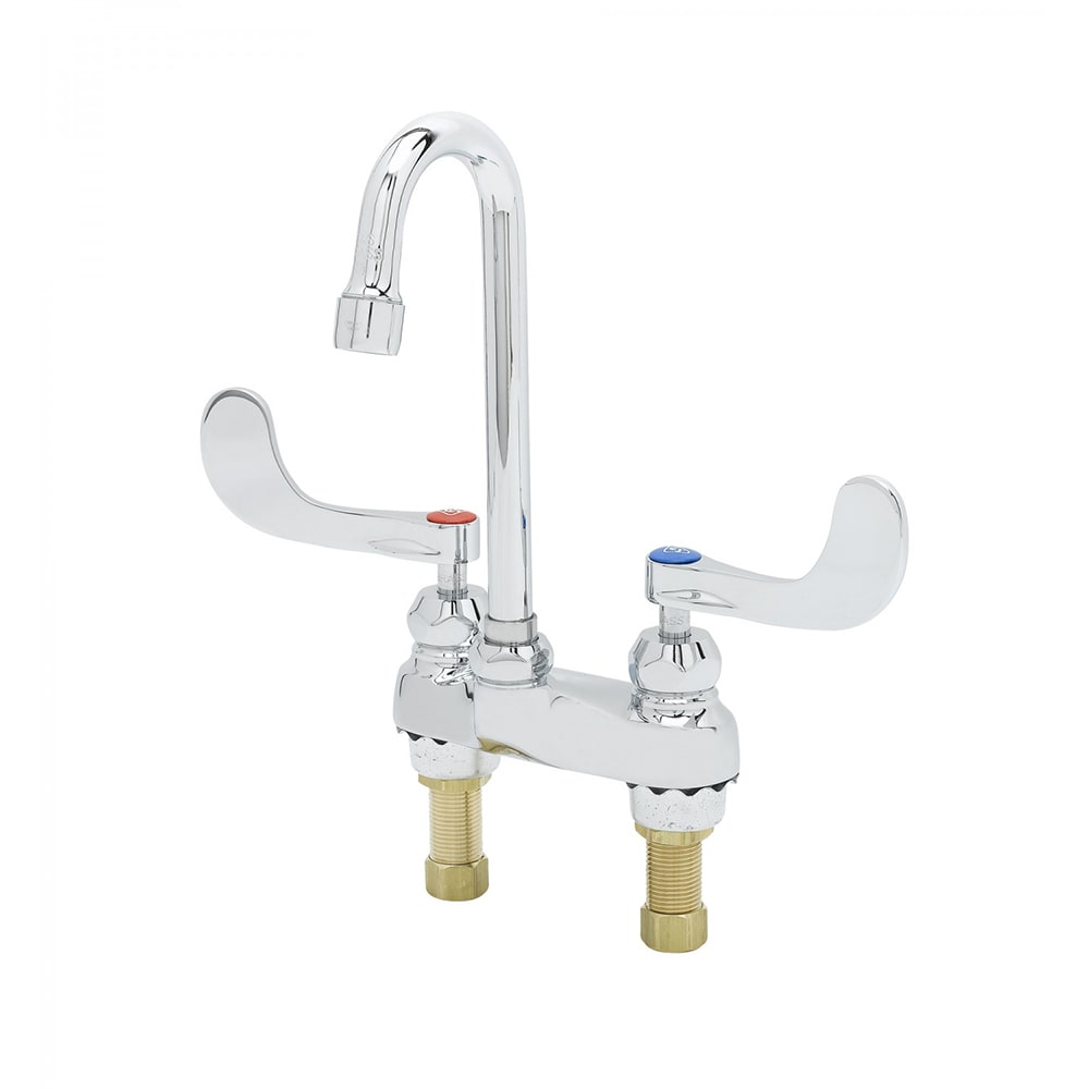 T&S B-0892-CR Deck Mount Medical Faucet w/ 2 7/8" Swivel/Rigid Gooseneck w/ 4" Wrist Action Handles