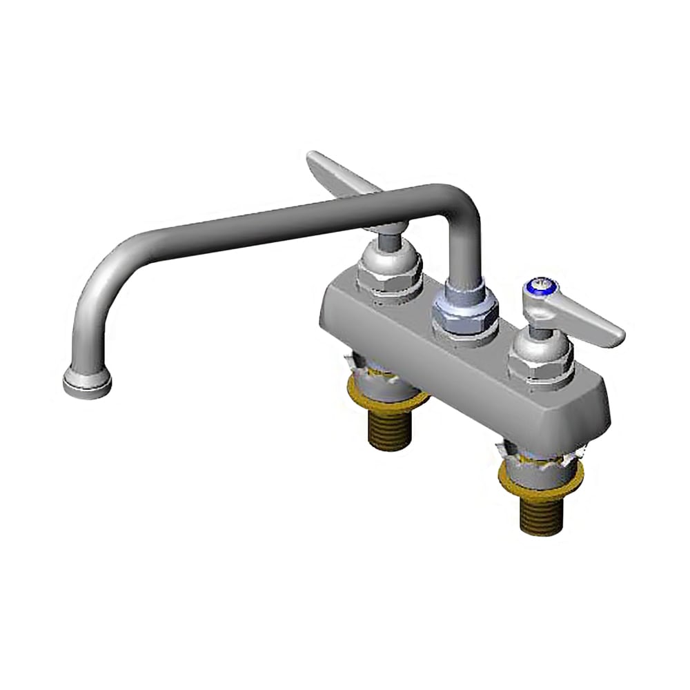 T&S B-1112-XS Deck Mount Faucet - 10" Swing Spout, 4" Centers, For Thicker Surfaces