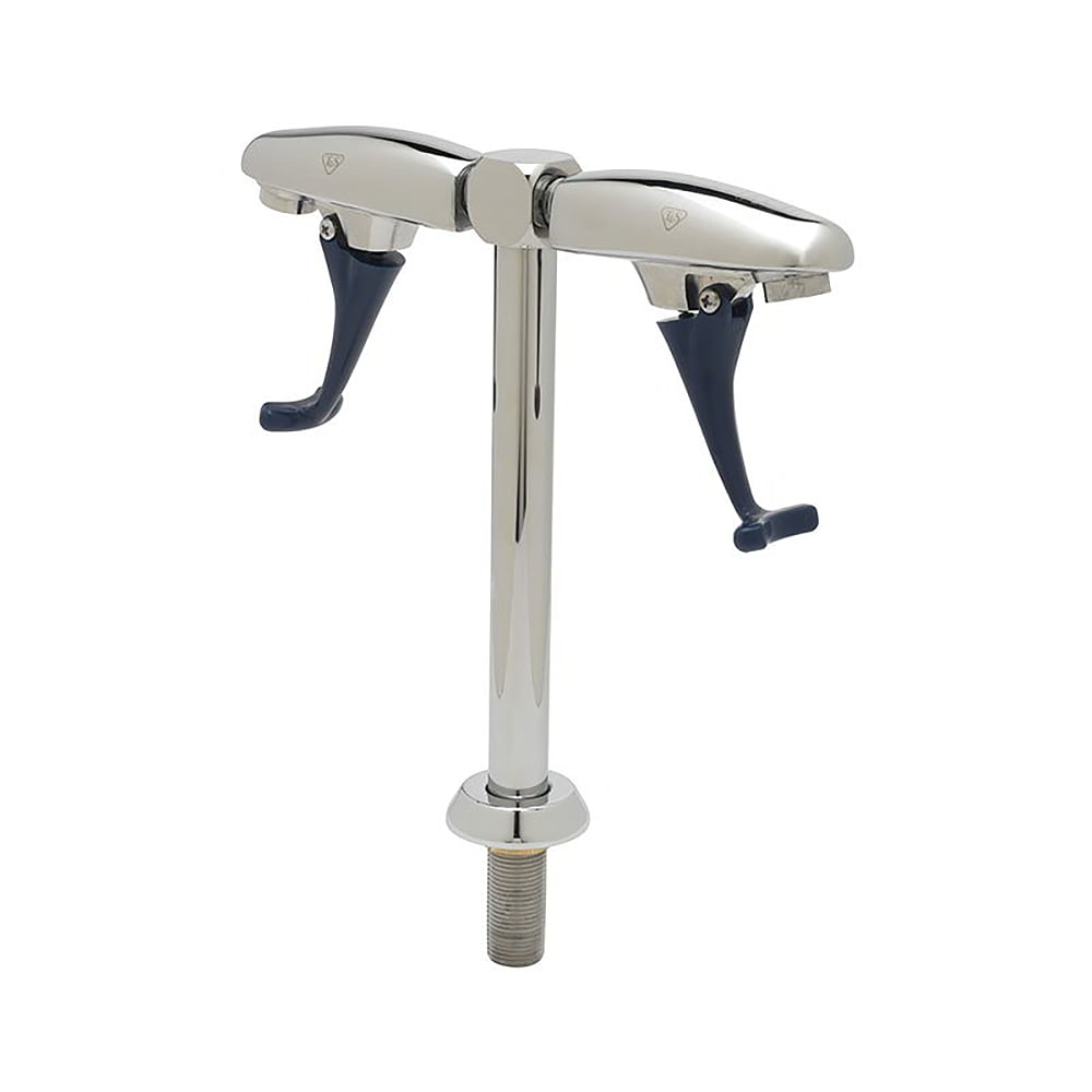 T&S B-1215 Double Pedestal Push Back Glass Filler w/ 1/2" IPS Male Inlet