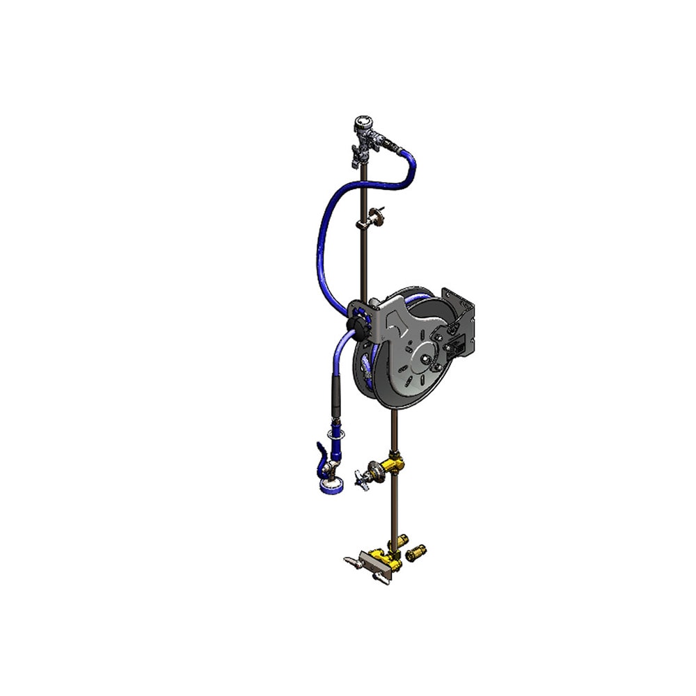 T&S B-7122-C01XS2 35 ft Open Hose Reel Assembly w/ 3" Concealed Mixing Faucet - 3/8" NPT