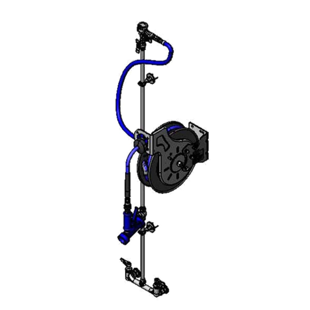 T&S B-1433-713202QD 35 ft Open Hose Reel Assembly w/ 8" Wall Mount Mixing Faucet - 1/2" NPT