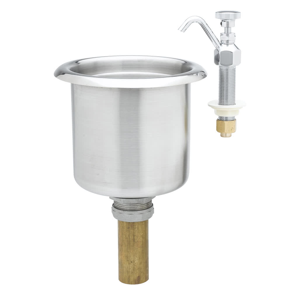T&S B-2282-01 Dipper Well Faucet w/ Stainless Steel Bowl & Inner Overflow Cup