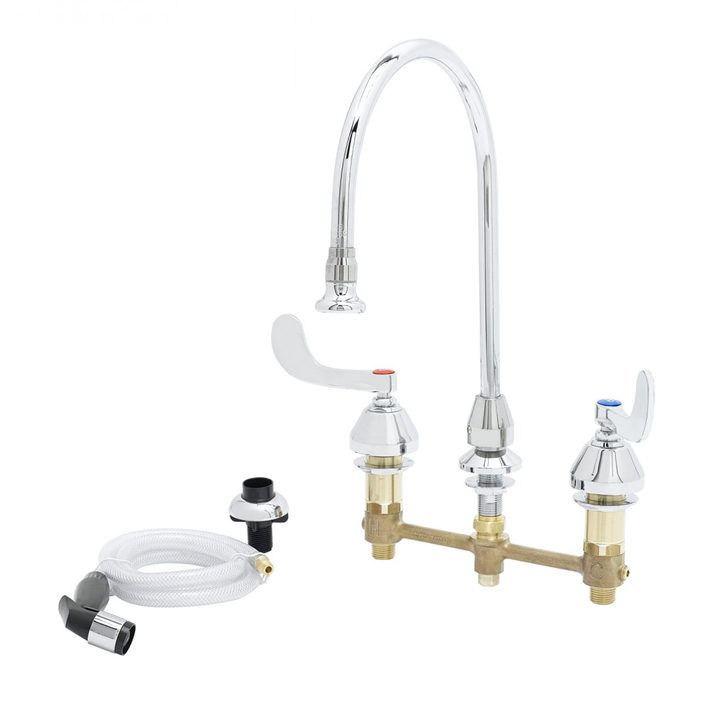 T&S B2347 Kitchen Faucet with Spray Hose, 8 in O.C.