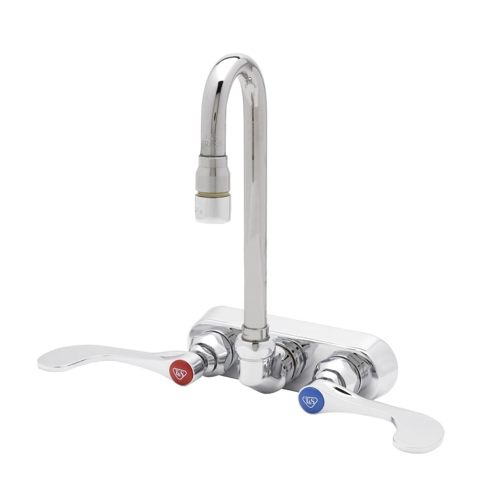 T&S B-2459 Splash Mount Faucet - 2 7/8" Swivel/Rigid Gooseneck Spout, 4" Centers