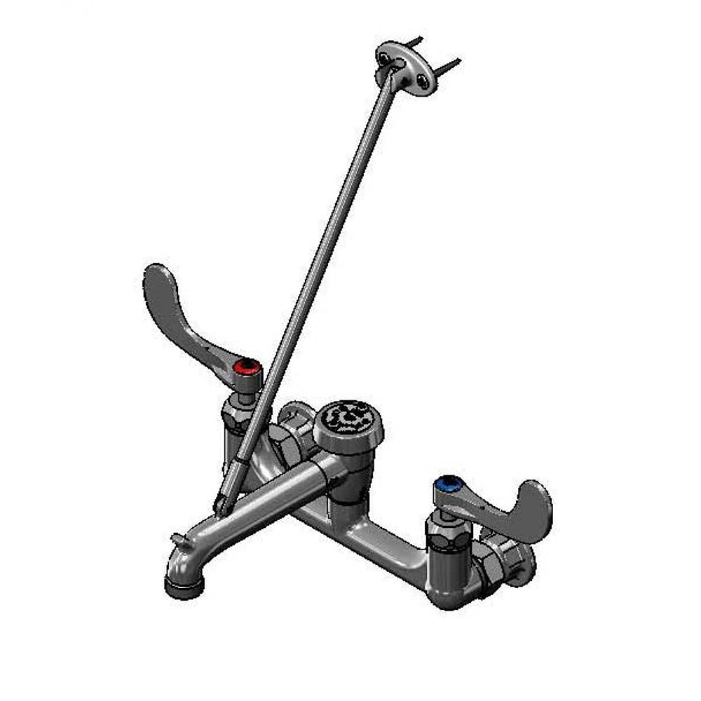 T&S B-2465 Splash Mount Service Sink Mixing Faucet w/ 48" Hose & 4" Wrist Action Handles