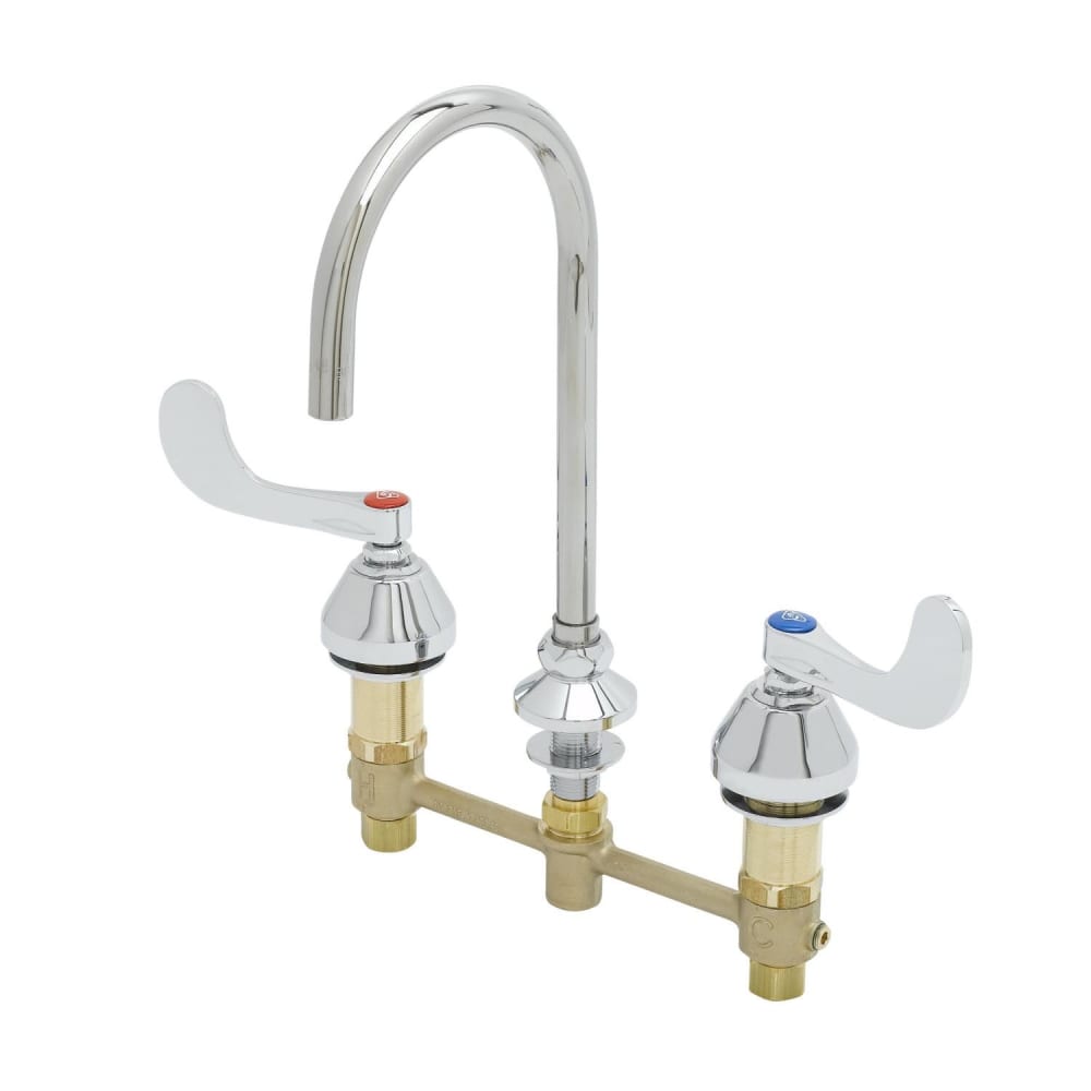T&S B-2866-05FC-CR EasyInstall Deck Mount Medical Mixing Faucet w/ 6" Swivel/Rigid Gooseneck