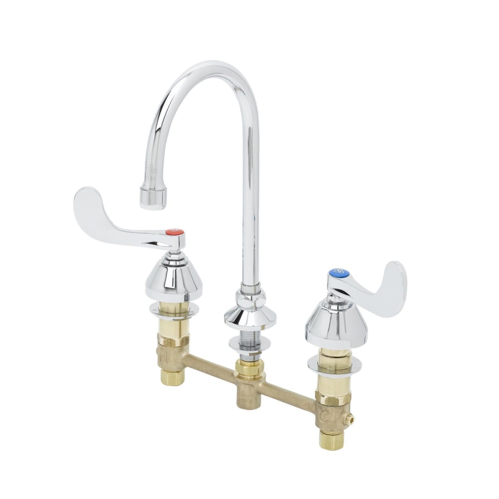 T&S B-2867-04 EasyInstall Deck Mount Medical Mixing Faucet w/ 6" Swivel/Rigid Gooseneck