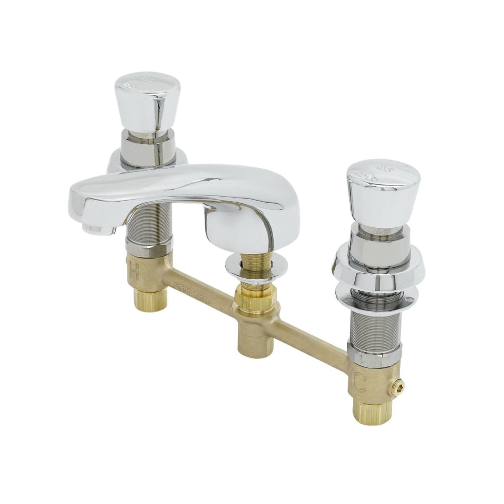 T&S B-2991 Deck Mount Lavatory Faucet w/ Metering Push Button Caps & 5" Spout