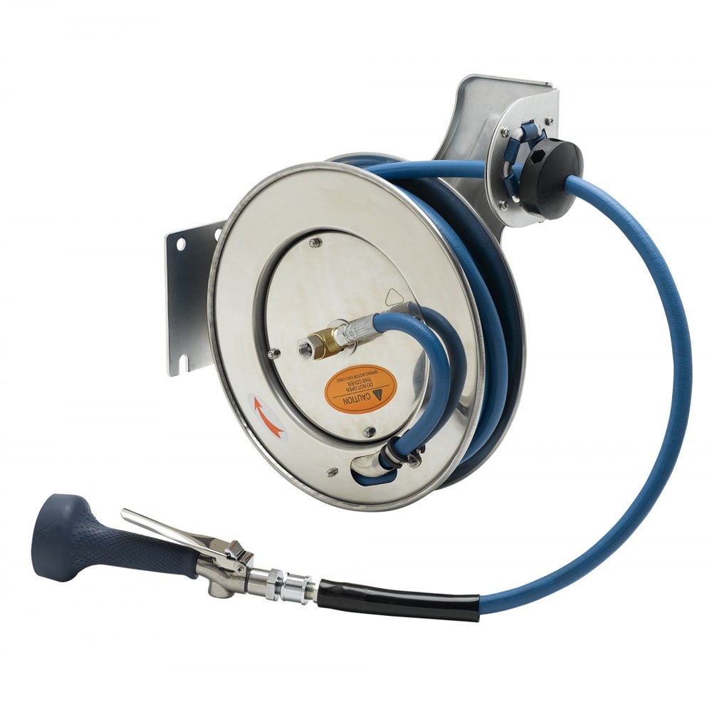 T&S B-7132-08H Hose Reel, 35 ft, 3/8" Diameter, High Flow Valve, Stainless Steel