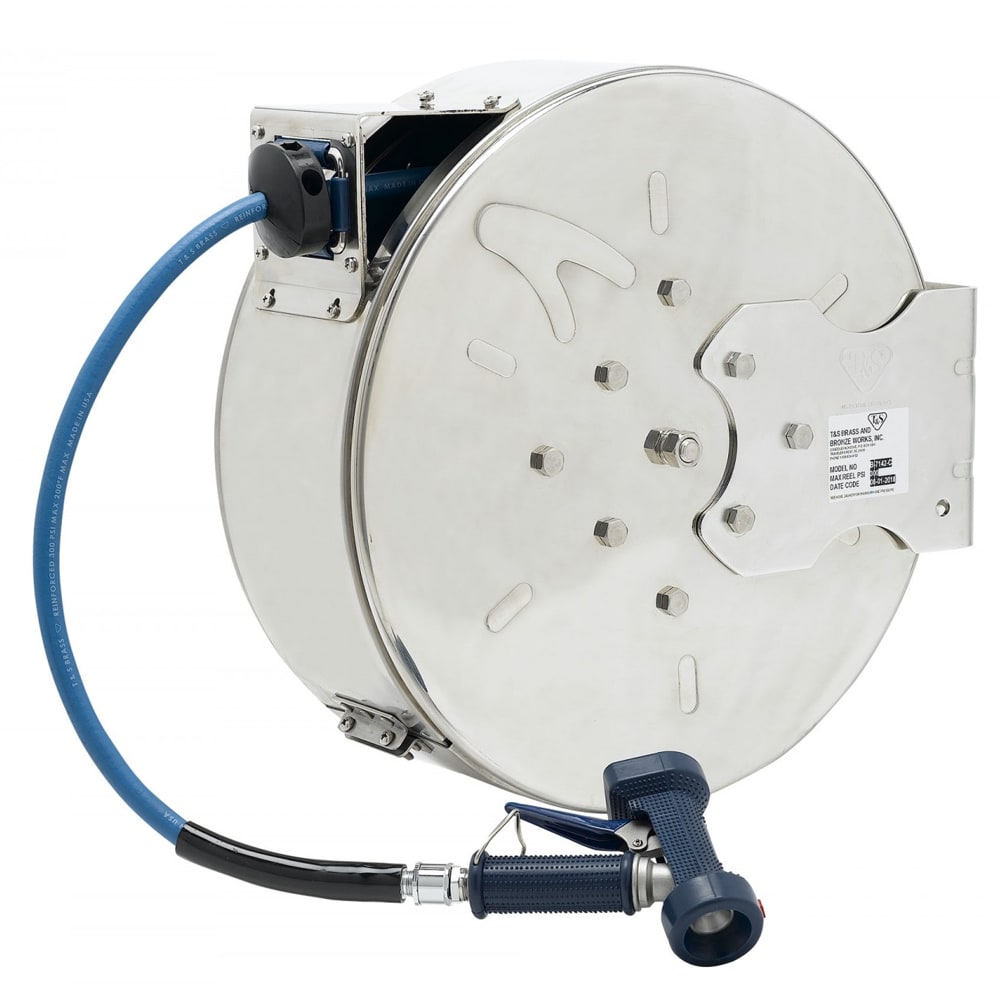 T&S B-7142-C02 Enclosed Hose Reel w/ 50 ft Hose & Rear Trigger Water Gun