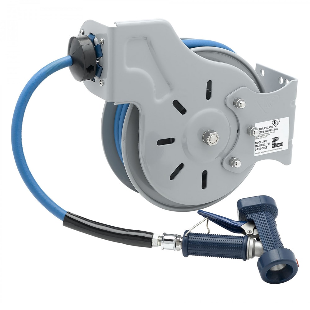 T&S B-7212-02 Open Hose Reel w/ 15 ft Hose & Rear Trigger Water Gun
