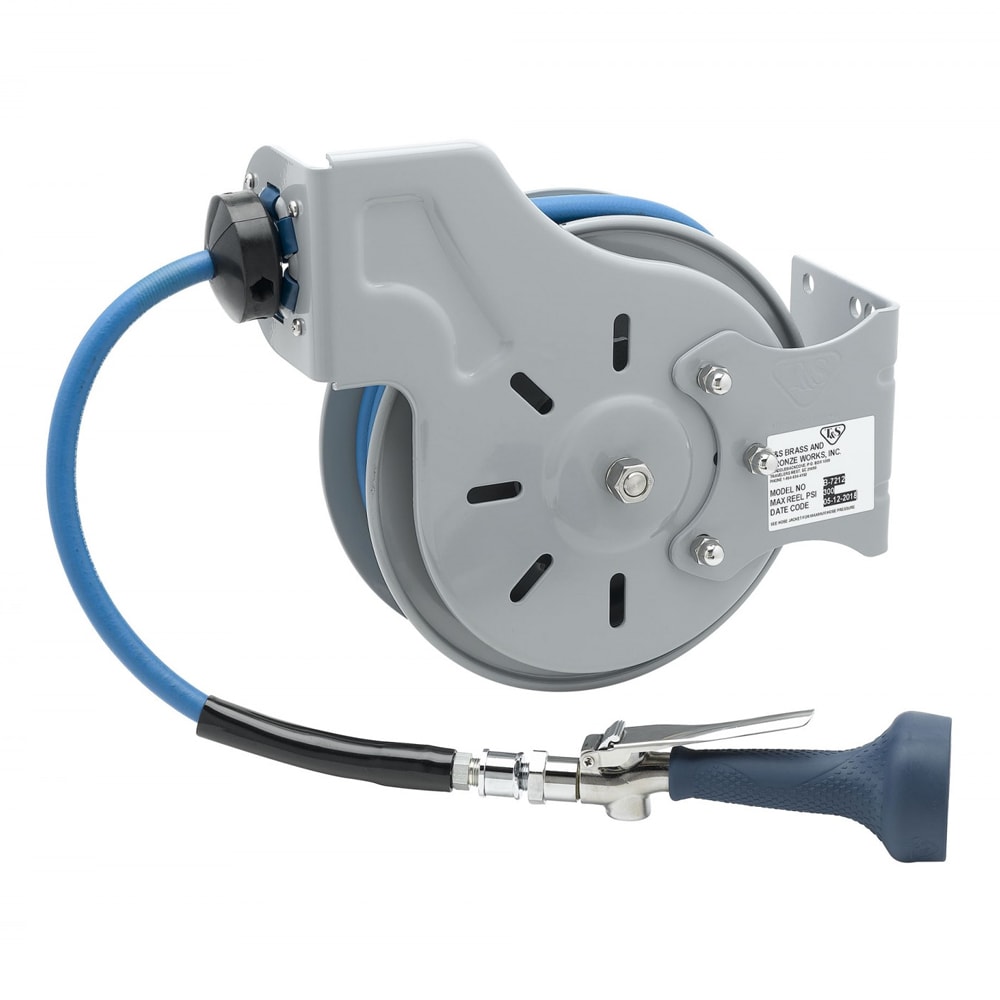 T&S B-7212-08H Open Hose Reel w/ 15 ft Hose & JetSpray High Flow Valve