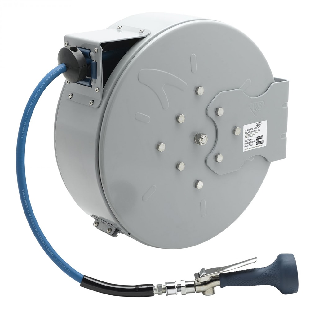 T&S B-7242-C08H Hose Reel, 50 ft, 3/8"Diameter, High Flow Valve, Epoxy Coated Steel