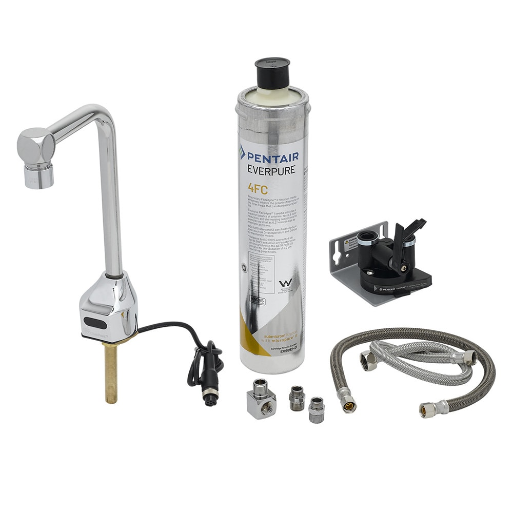 T&S EC-1210-08-WFK Deck Mount Hands Free Glass/Bottle Filler w/ 8" Nozzle & Water Filtration - 1.5 GPM