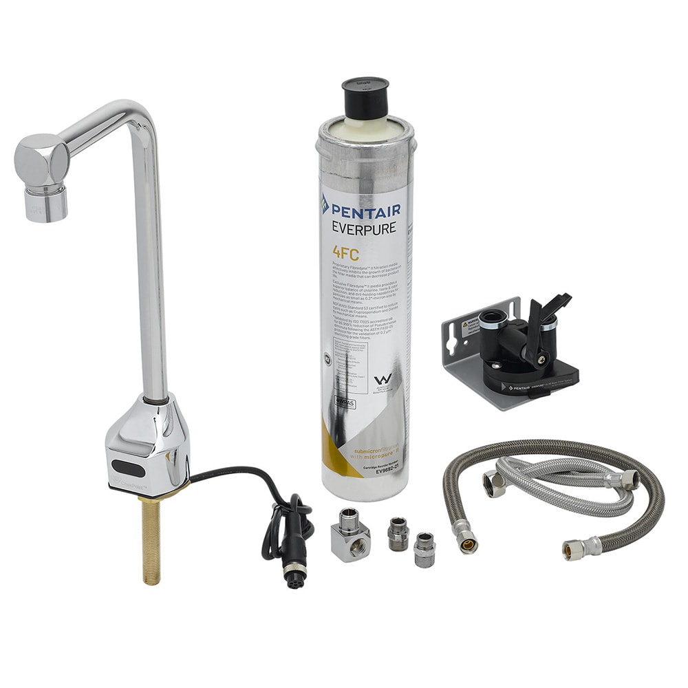 T&S EC-1210-10-WFK Deck Mount Hands Free Glass/Bottle Filler w/ 10" Nozzle & Water Filtration - 1.5 GPM