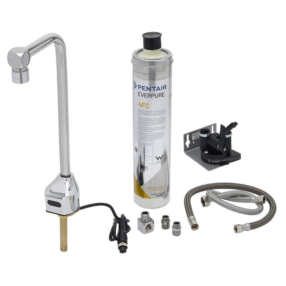 T&S EC-1210-12-WFK Deck Mount Hands Free Glass/Bottle Filler w/ 12" Nozzle & Water Filtration - 1.5 GPM