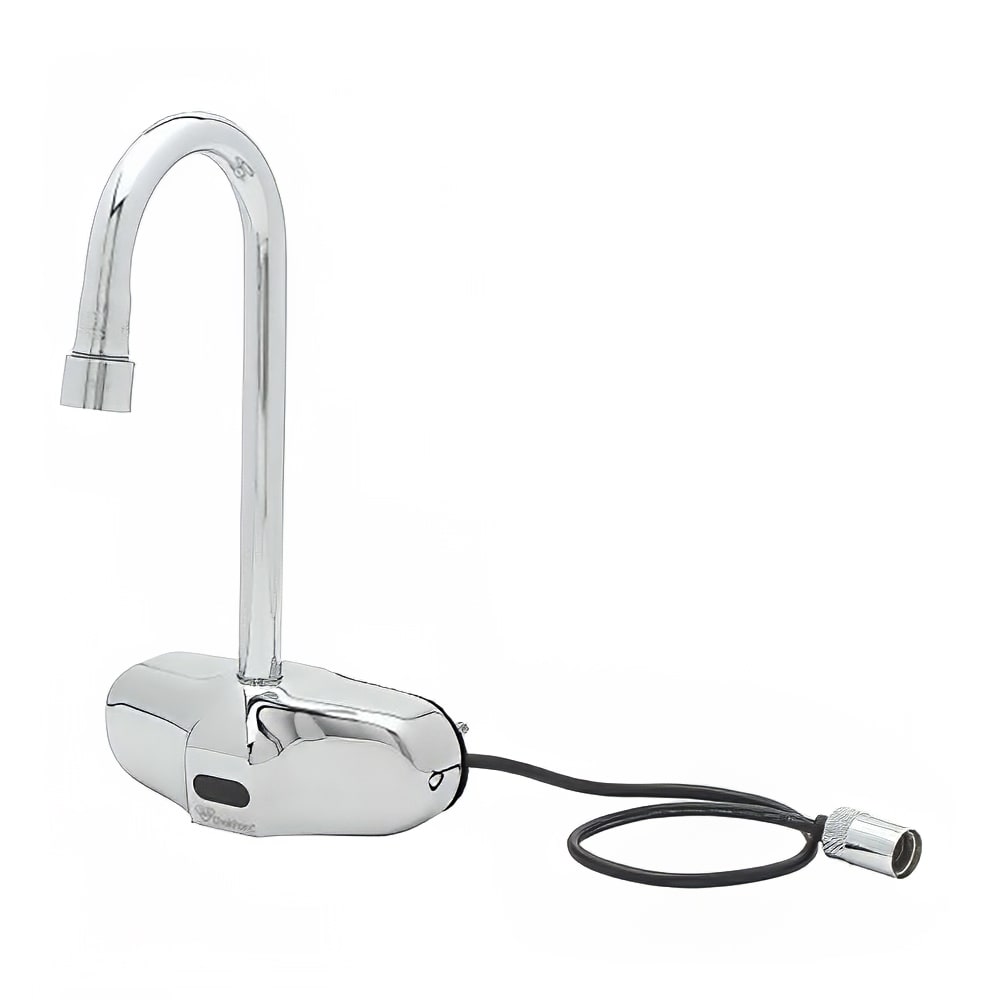 T&S EC-3105-HG Wall Mount Electronic Faucet - 4" Centers, Gooseneck Spout, Chrome Plated Brass