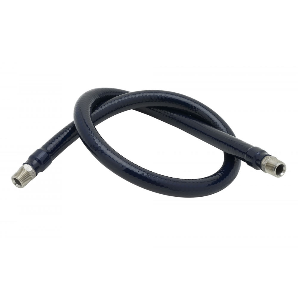 T&S HW-2C-36 Connector Water Hose, 36"LStainless Braid, Threaded Ends, 1/2"D