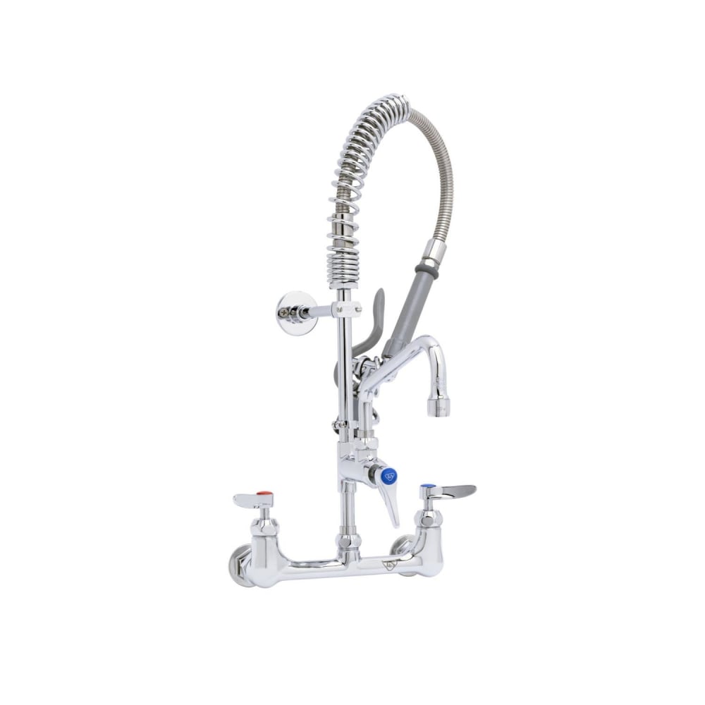 T&S MPY-8WLN-08-CR 22 1/8"H Wall Mount Pre Rinse Faucet - 13/20 GPM, Base with Nozzle